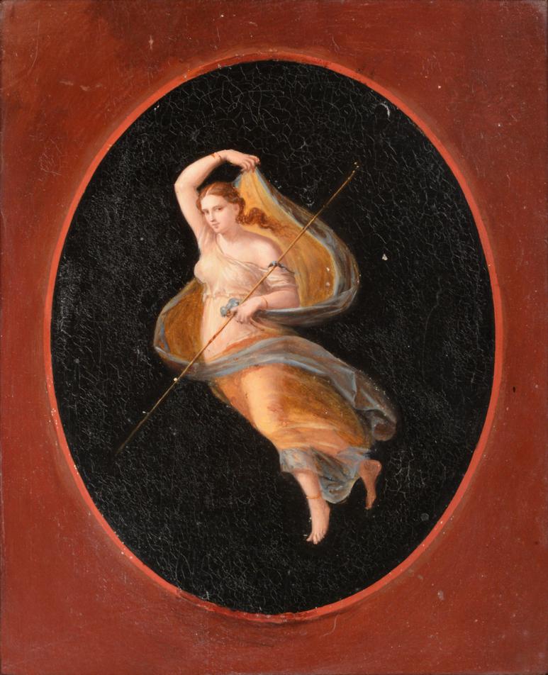 Attributed to Michelangelo Maestri (act. 1802-1812) Italian Allegorical Figure in a painted oval Oil - Image 2 of 2