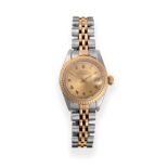 A Steel and Gold Automatic Calendar Centre Seconds Wristwatch, signed Rolex, Oyster Perpetual,
