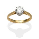 An 18 Carat Gold Diamond Solitaire Ring, a round brilliant cut diamond in a white claw setting to