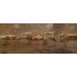 Follower of Tommaso Ruiz (active c.1710-c.1760) Italian Panoramic view of Valetta Harbour, Malta Oil