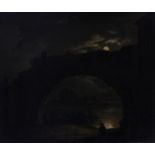 Circle of Abraham Pether (1756-1812) Nocturne landscape Oil on canvas, 29.5cm by 34.5cm