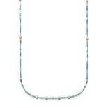 A Multi-Gemstone and Cultured Pearl Necklace, faceted aquamarine and apatite beads spaced at