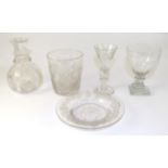 A Glass Goblet, circa 1830, the semi-fluted ovoid bowl inscribed SUCCESS TO THE TOWN AND TRADE OF