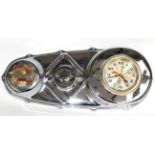 A Chrome Plated Harley Davison Quartz Wall Clock, modelled as a motor cycle gear box cover, 57cm