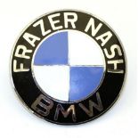 An Original BMW Frazer Nash Enamel Car Badge, in unused condition, the verso with original bolts and