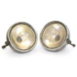 A Pair of CAV Pre-War Chromed Green Painted Car Headlamps, with 8in diameter lenses; and A Pair of