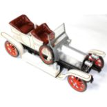 A Cream Painted Scale Model of a 1920's Motor Car, registration TL1907, aluminum bonnet and