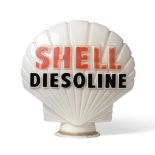 A Vintage ''Shell Diesoline'' Double-Sided Glass Petrel Pump Globe, the base stamped HAILWARE