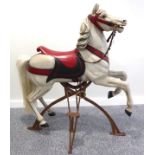 Early 20th Century German Carousel Horse, Attributed to Friedrich Heyn, carved and grey painted wood
