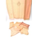 Three Peach Bed Covers, Circa 1930's, comprising two matching examples in silk crepe de chine and