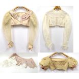 Assorted 19th Century Bodice Tops, including a circa 1830's white cotton example; a circa 1850's