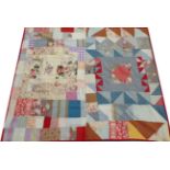 Early 20th Century Patchwork Quilt, with the addition of some later and some earlier fabrics,