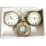 A silver half hunter pocket watch and two silver open faced pocket watches (3)