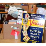 A box of ephemera relating to North East shipping, mining, football and brewery's including Vaux