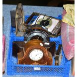 Four electric mantel clocks, inlaid clock and three other mantel clocks