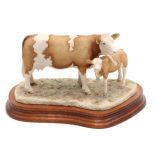 Border Fine Arts 'Simmental Cow and Calf', model No. L103 by Ray Ayres, limited edition 378/1500, on