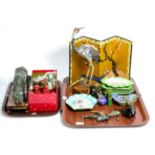 A group of modern Oriental enamel and other items including scent bottles, Cloisonné items, bird and