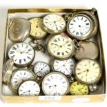 Five silver open faced pocket watches, silver pair cased pocket watch etc