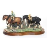 Border Fine Arts 'Coming Home' (Two Heavy Horses), model No. JH9A by Judy Boyt, on wood base