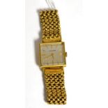 An 18ct gold square shaped wristwatch, signed 'Zenith' with attached 18ct gold bracelet 59g gross