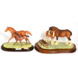 Border Fine Arts 'Spring Pastures' (Clydesdale Mare and Foal), model No. JH32 by Ray Ayres and '