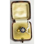 A sapphire and diamond cluster ring, on a 22ct gold shank (converted)