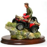 Border Fine Arts 'Easy Riders' (Man, Dog and Vehicle), model No. 153 by David Walton, on wood base