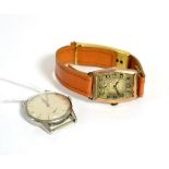 Gents stainless steel wristwatch, the dial signed Omega; together with a 1920's/30's 9ct gold