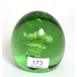 A 19th century sulphide glass paperweight with Prince of Wales feathers