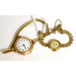 Ladies wristwatch on 9ct gold strap and a mechanical watch