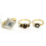 An 18ct gold sapphire and diamond ring, total estimated diamond weight 0.35 carat approximately,