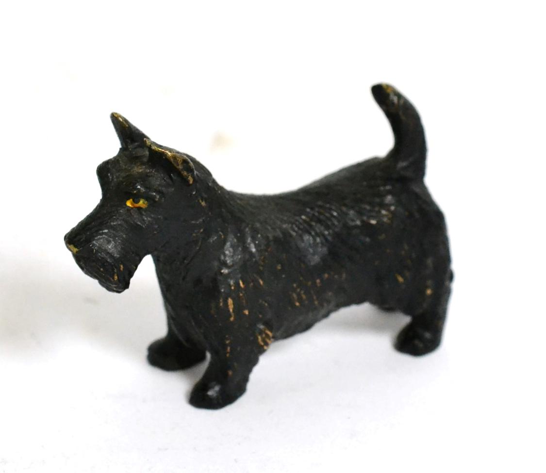 A cold painted model of a West Highland Terrier
