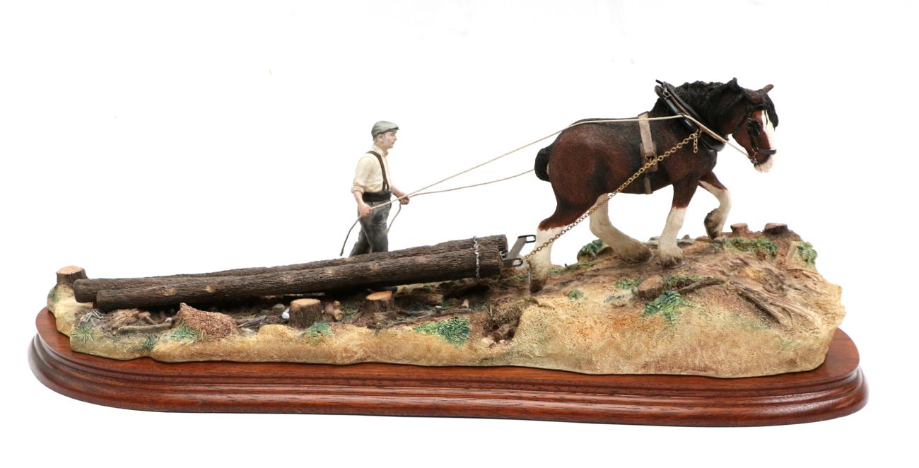 Border Fine Arts 'Logging', model No. B0700 by Ray Ayres, limited edition 977/1750, on wood base,