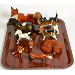 Five Beswick foxes, two Beswick CH Wendover Billy, Beswick pony and foal (9)