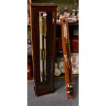 Two Fortin mercury barometers, one in a wooden display case (2)