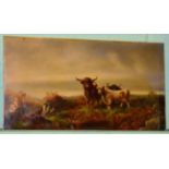 Oil on board, Highland landscape with cattle, indistinctly signed 'W Crompton' titled 'Highland