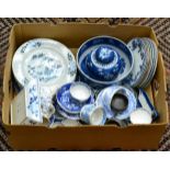 A quantity of 19th century and later blue and white ceramics including Chinese export plates, Old