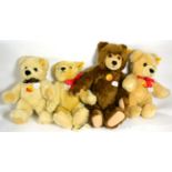 Four modern Steiff bears comprising two similar 'Molly' bears, 32cm ; a brown mohair jointed bear,