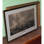 Lester Sutcliffe RCA (19/20th century) Shipping vessels on stormy seas, signed, charcoal together