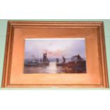 Walter Linsley (19/20th century) Various shipping vessels off the coast at dusk, signed, oil on