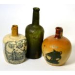 Two stoneware whisky flagons; Special Highland Whisky; Heather Dew whisky; an early 19th century