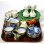 Mixed ceramics to include a Chinese export jug, blue and white tea bowls and saucers, a set of