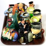 Two Royal Doulton figures ''Silks and Ribbons'', ''Shore Leave''; a Beswick owl; a Royal Worcester