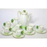 A six piece Butterfly pattern Aynsley coffee service comprising of six cups and saucers, milk jug,