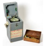 A 19th century botanist's microscope, cased; and a type 06A military bubble compass, cased (2)