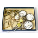 Two silver pocket watches, a white metal open faced pocket watch with case back decorated with