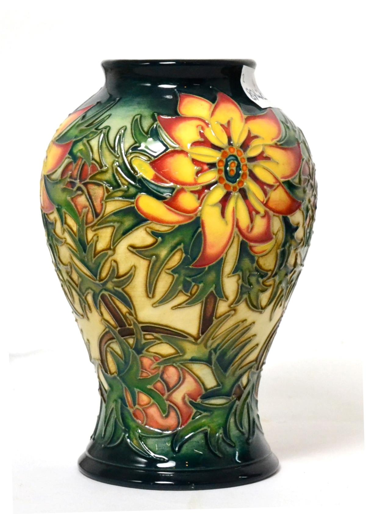A Moorcroft Spike pattern vase by Rachel Bishop, signed by Beverley Wilks