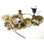 A large group of assorted silver items mostly in poor condition including photograph frame mounts