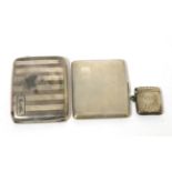 Two silver cigarette cases and a silver vesta case