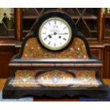 A French brass inlaid striking mantel clock, dial signed Hry Marc a Paris